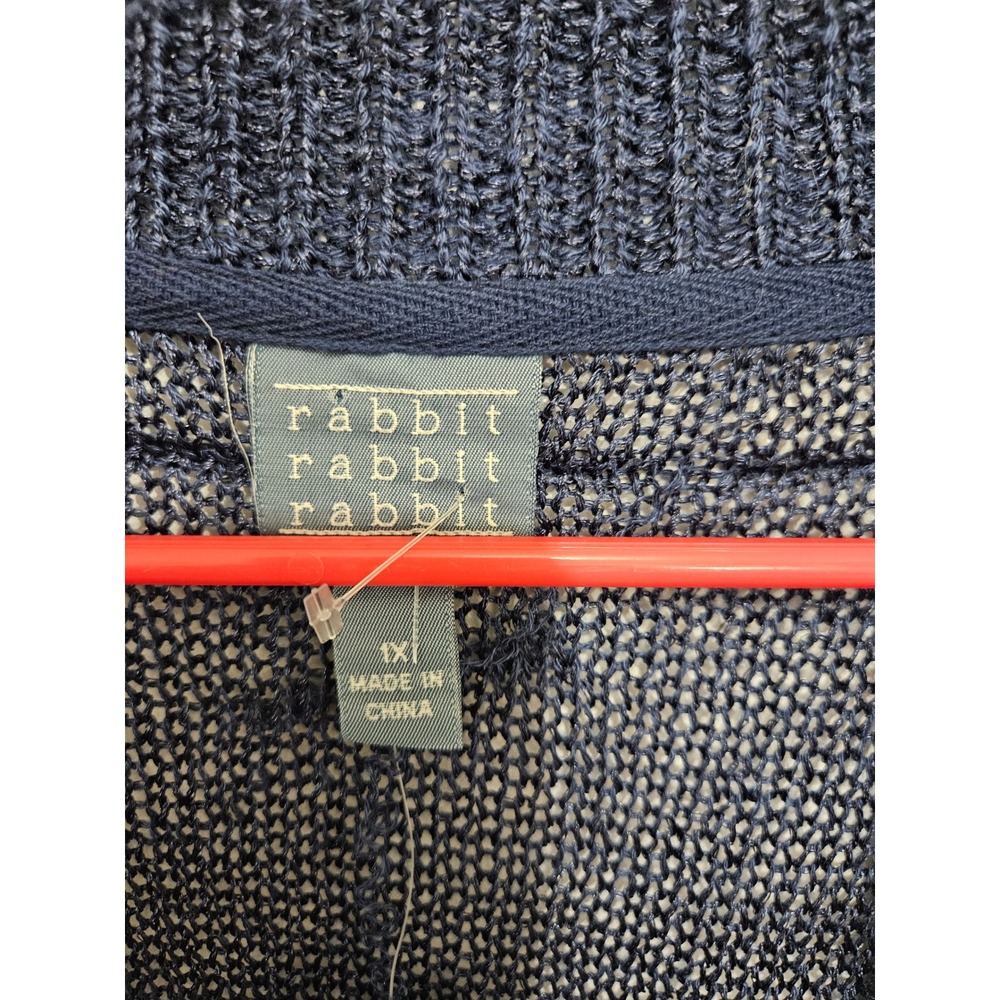 Rabbit Rabbit Rabbit Womens Navy Blue Open Knit Cardigan Sweater 1X R5JD19C42R22 - Picture 2 of 5